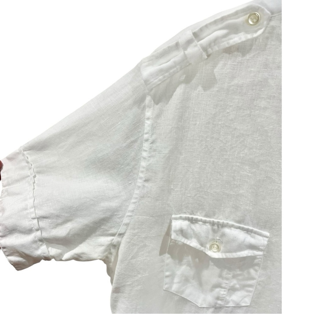 Nanibon Fuzzi White Linen Short Sleeve Safari Shirt Size L - Picture 5 of 9
